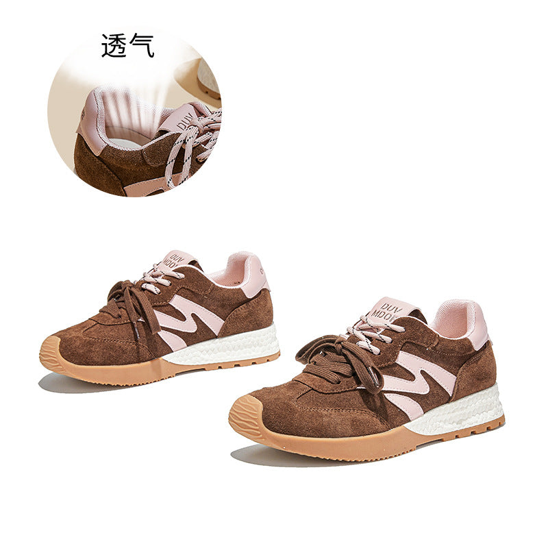 Leather Sneakers Women's Autumn New Platform German Training Shoes Casual Outdoor Forrest Gump Versatile Lace-up