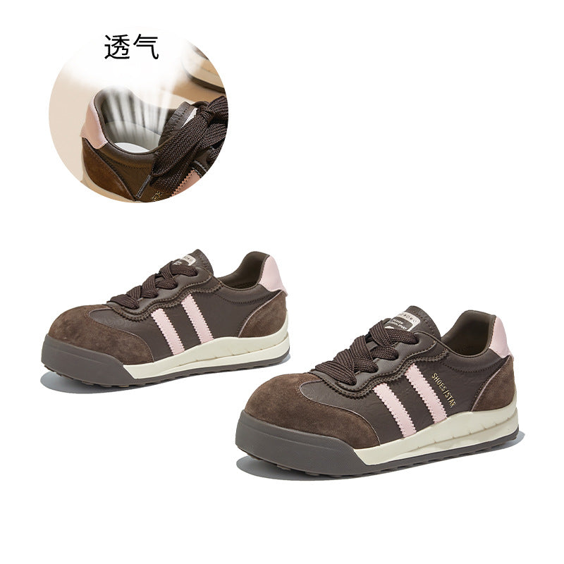 Leather Forrest Gump Shoes Women's Autumn New Thick-soled Heightening Sports Casual Commuting Versatile Training Sneakers