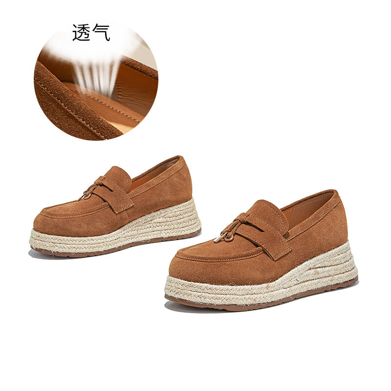 Foam Sole Leather Little White Shoes Autumn New One-pedal Loafers Woven Casual Versatile Women's Shoes