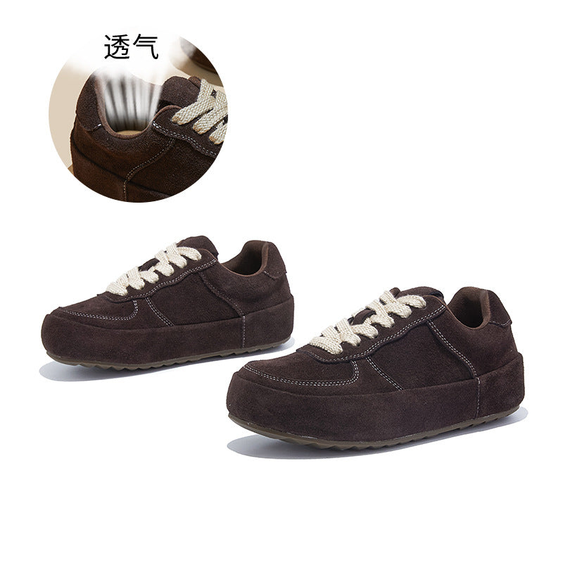 Leather Little White Shoes Women's Autumn New Single Versatile Soft Sole Not Tired Feet Retro Board Platform Casual Sneakers