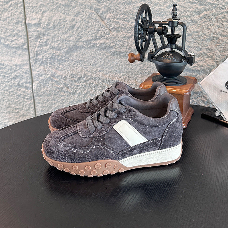 The first layer of cowhide pigskin insoles German training shoes for women's autumn new thick-soled Forrest Gump sports sneakers