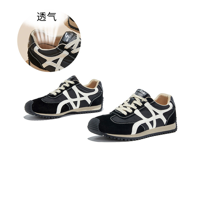 Leather German training shoes women's autumn new versatile retro sports casual Forrest Gump sneakers lace-up