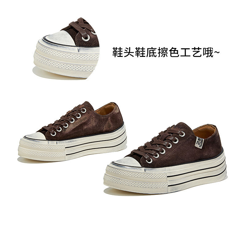 Retro Polished Leather Little White Shoes Autumn New Casual Women's Versatile Commuting Not Tired Feet Sneakers Lace-up