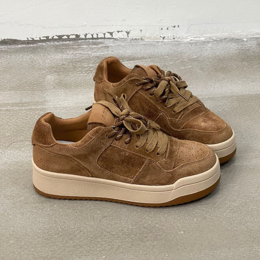 Leather casual shoes women's autumn new lace-up round head platform comfortable versatile fashion sports sneakers lace-up