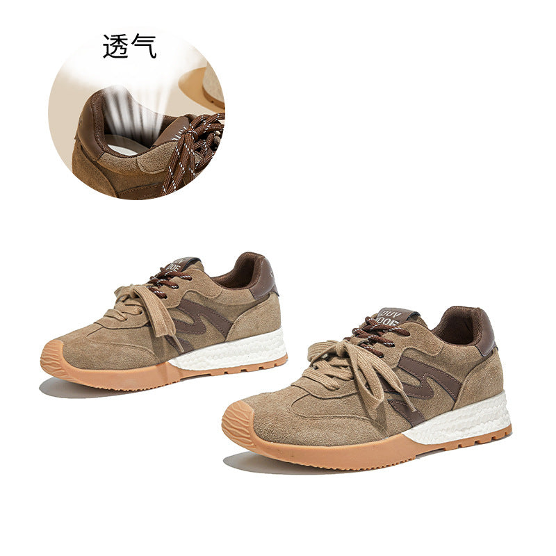 Leather Sneakers Women's Autumn New Platform German Training Shoes Casual Outdoor Forrest Gump Versatile Lace-up