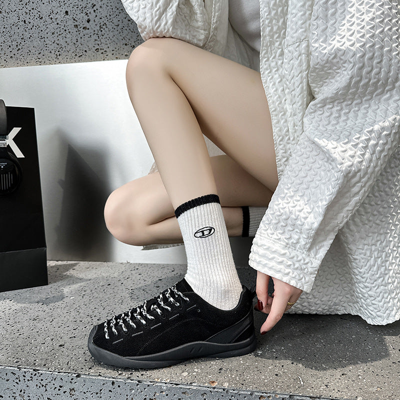 Autumn New Leather Hiking Shoes Women's Non-slip Ugly Cute Outdoor Platform Sports Casual Tooling Sneakers