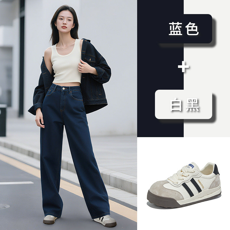 Leather Forrest Gump Shoes Women's Autumn New Thick-soled Heightening Sports Casual Commuting Versatile Training Sneakers