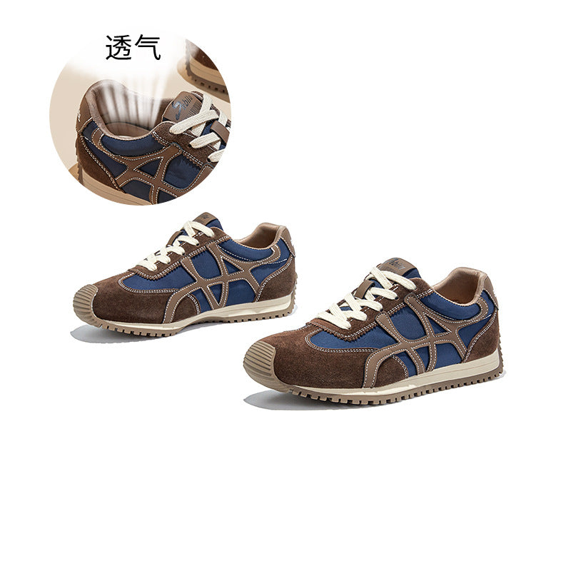 Leather German training shoes women's autumn new versatile retro sports casual Forrest Gump sneakers lace-up