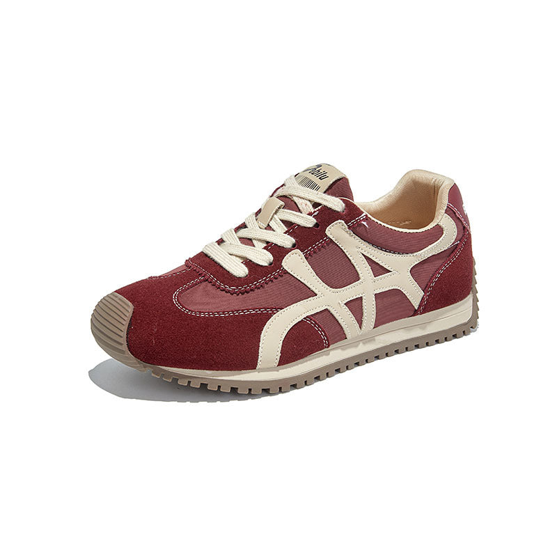 Leather German training shoes women's autumn new versatile retro sports casual Forrest Gump sneakers lace-up