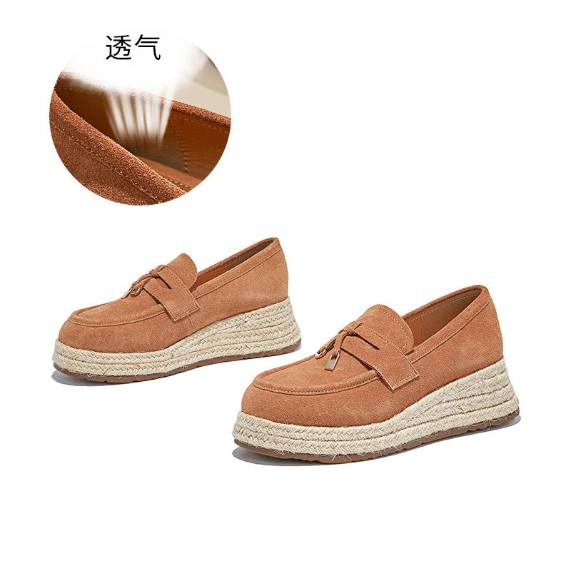 Foam Sole Leather Little White Shoes Autumn New One-pedal Loafers Woven Casual Versatile Women's Shoes