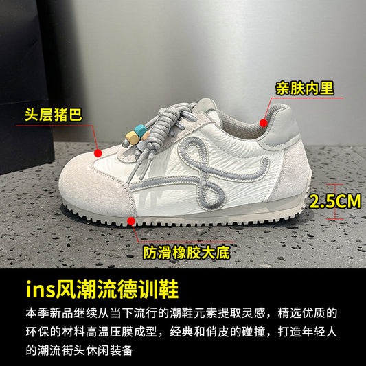 Chunky Platform Leather Sneakers Women Fall Fashion Korean Style Student Casual White Shoes