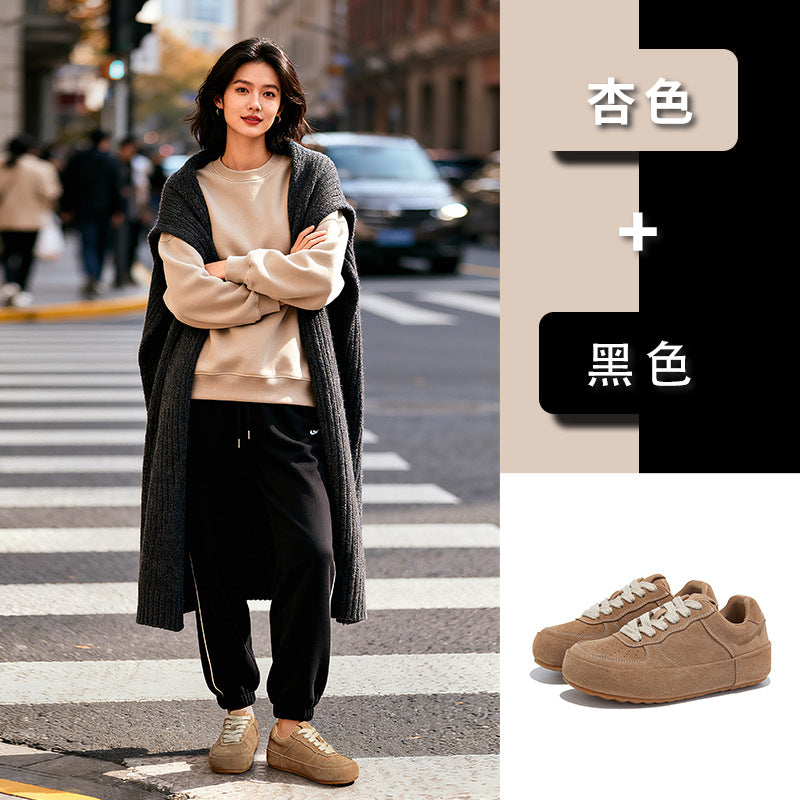 Leather Little White Shoes Women's Autumn New Single Versatile Soft Sole Not Tired Feet Retro Board Platform Casual Sneakers