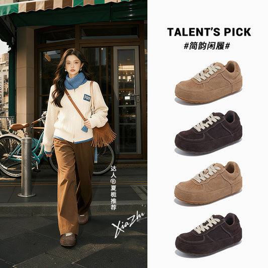 Leather Little White Shoes Women's Autumn New Single Versatile Soft Sole Not Tired Feet Retro Board Platform Casual Sneakers