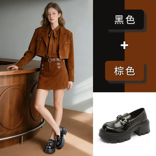 Foam Bottom Sheepskin Pad Small Leather Shoes Women's Autumn New British Style Loafers Casual Versatile Retro Slip-on