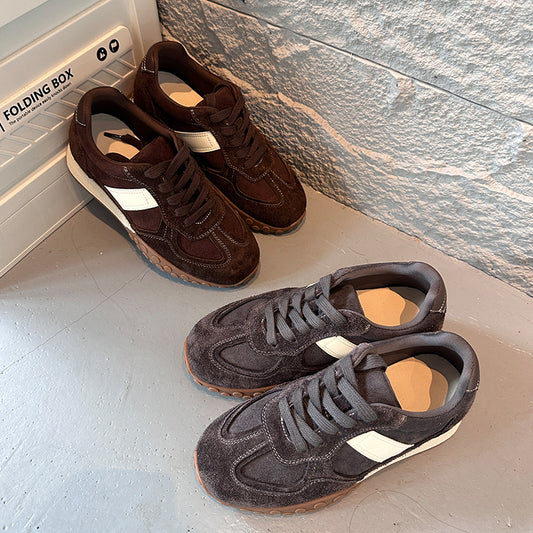 The first layer of cowhide pigskin insoles German training shoes for women's autumn new thick-soled Forrest Gump sports sneakers