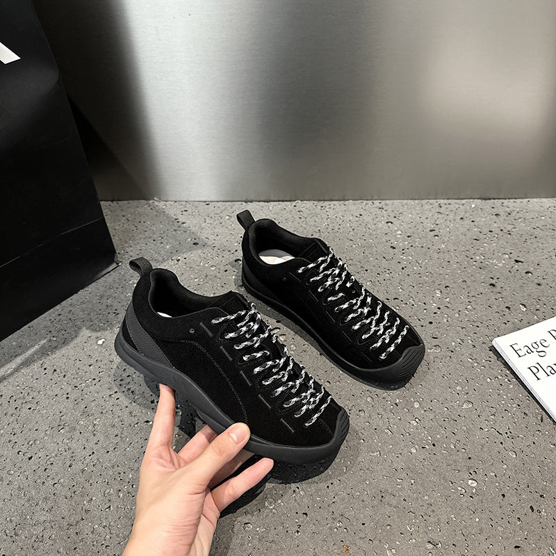 Autumn New Leather Hiking Shoes Women's Non-slip Ugly Cute Outdoor Platform Sports Casual Tooling Sneakers