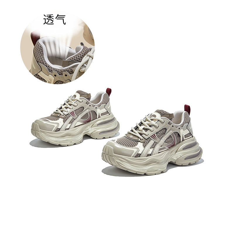 Suction Film Sole Sneakers Women's Autumn New Platform Running Sneakers Versatile Casual Height-increasing Lace-up