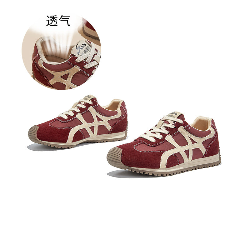 Leather German training shoes women's autumn new versatile retro sports casual Forrest Gump sneakers lace-up