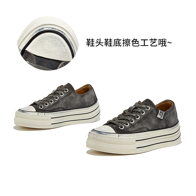 Retro Polished Leather Little White Shoes Autumn New Casual Women's Versatile Commuting Not Tired Feet Sneakers Lace-up