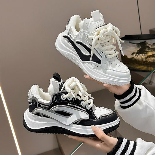 Rocket Little White Shoes Women's New Niche Couple Sports and Leisure Bread Sneakers Lace-up Fashion