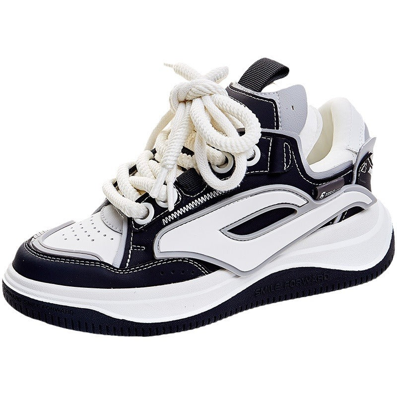 Rocket Little White Shoes Women's New Niche Couple Sports and Leisure Bread Sneakers Lace-up Fashion