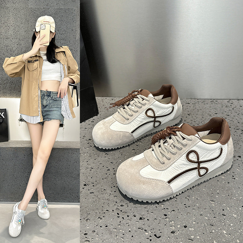 Chunky Platform Leather Sneakers Women Fall Fashion Korean Style Student Casual White Shoes