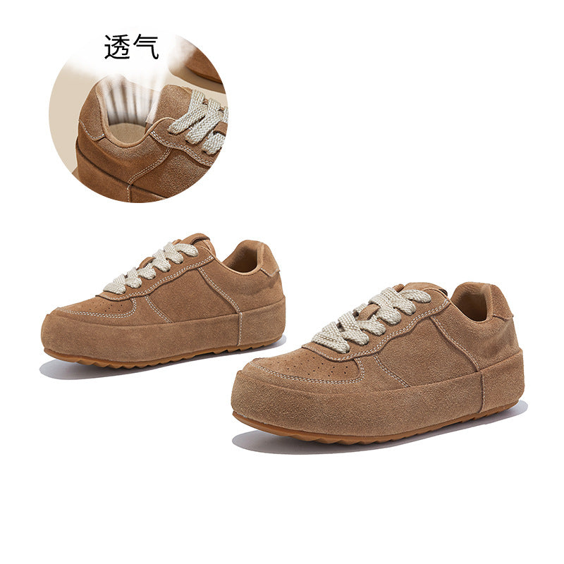Leather Little White Shoes Women's Autumn New Single Versatile Soft Sole Not Tired Feet Retro Board Platform Casual Sneakers